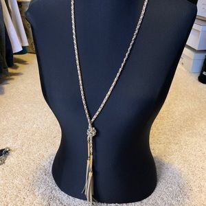 WHBM Gold Tan Leather Necklace